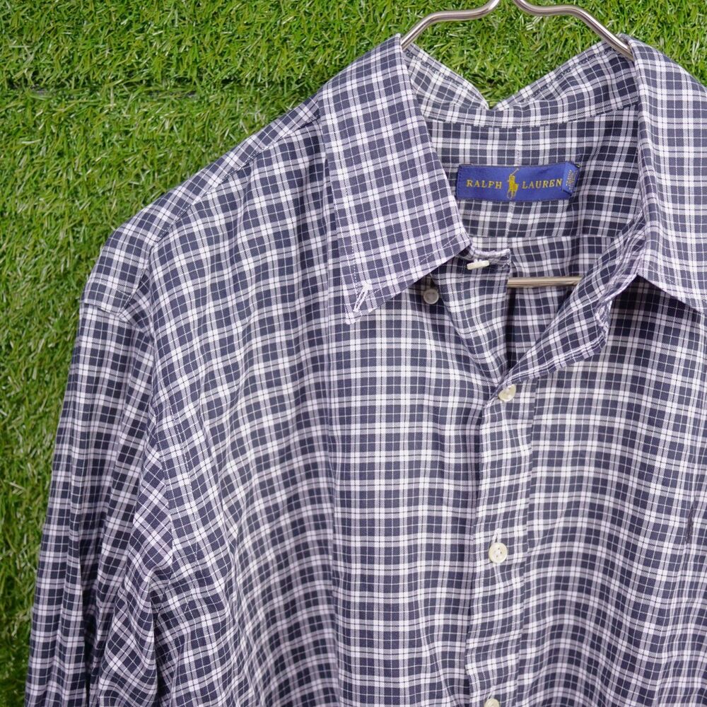 Polo Ralph Lauren Plaid Button-Front Shirt – Blue & White – Men's Size XL